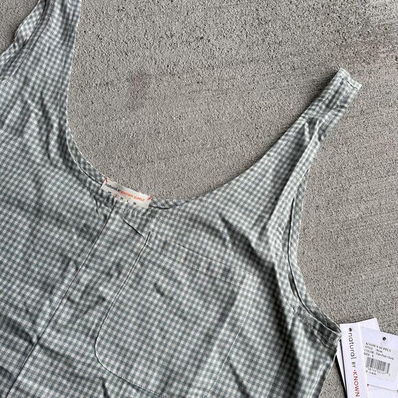 DEADSTOCK NWT green gingham checked loose boxy tank top - Picture 2 of 6